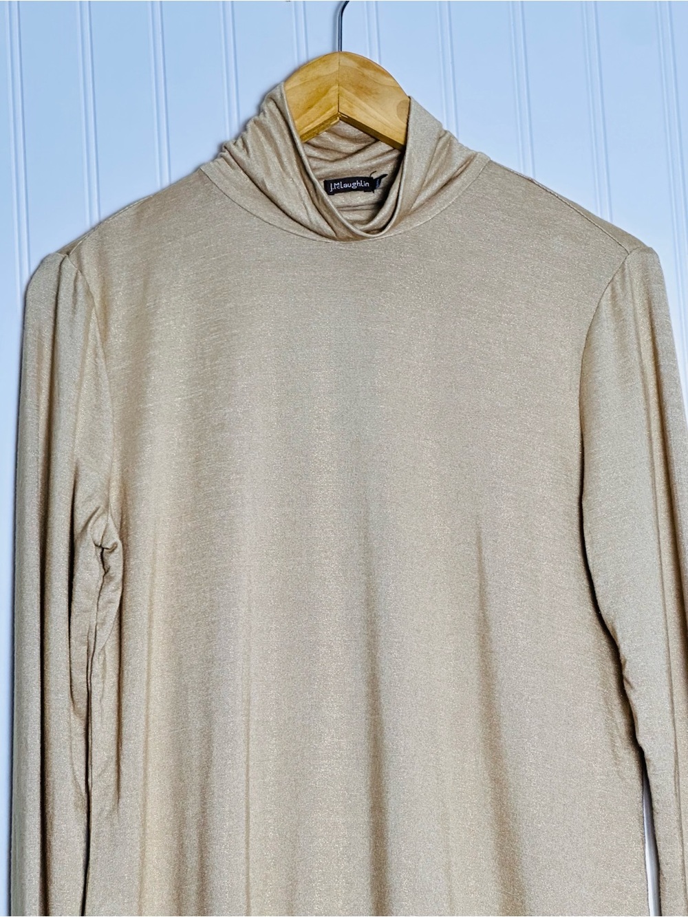 J. McLaughlin Metallic Gold Long Sleeve Nora Turtleneck top M Busines Casual - Picture 6 of 10